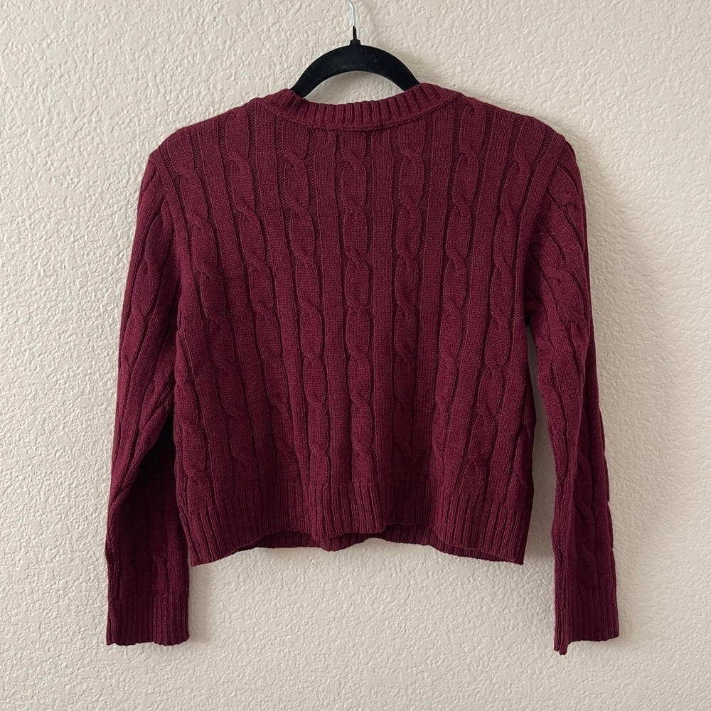 BIN#19 - COTTON EMPORIUM Girl’s Large Cable Knit Burgundy Sweater - Picture 4 of 6